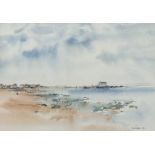 Ken Lochead (Scottish), The Harbour Bay, Elie, watercolour and pencil, signed and dated 1986