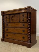A Scottish Victorian mahogany chest, fitted with a bolection moulded frieze drawer above a