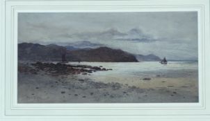 Maud Salmon, A Welsh Costal Landscape, watercolour, signed bottom left, in a gilt frame. (