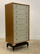 G-Plan Librenza, a mid century oak chest of drawers. fitted with seven drawers, raised on turned