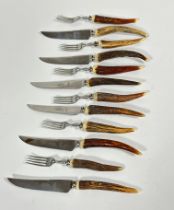 A set of six pairs of John Stephenson of Sheffield super sharp stainless steel bladed horn handled