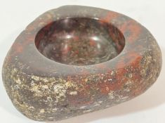 An unusual Cornish Serpentine marble trinket dish/ashtray with turned and polished interior (w- 9.