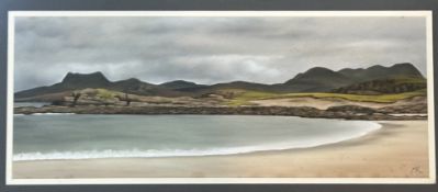 Mary King, Hebridean Beach, pastel and pencil on paper signed bottom right in a wooden glazed frame.