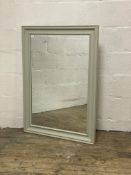 A contemporary wall hanging mirror with grey painted frame 107cm x 77cm.