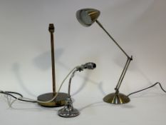 A collection of table lamps comprising, a Durlston Designs Ltd brass metal table lamp on circular