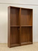 Two Ikea Billy bookcases, each fitted with five adjustable shelves. larger H203cm, W81cm, D29cm.