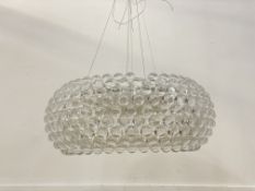A large contemporary Italian pendent light fitting by Foscarini, acrylic spheres on an aluminium