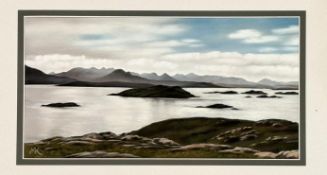 Mary King, Scottish loch scene, pastel/pencil on paper, signed bottom left, artist label verso. (