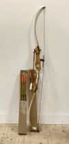 A Bauchamp Hurricane archery bow (L160cm) together with a quantity of arrows.