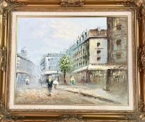 Caroline Burnett, French cityscape, signed bottom right in a gilt composition frame. (39.5cmx50cm)