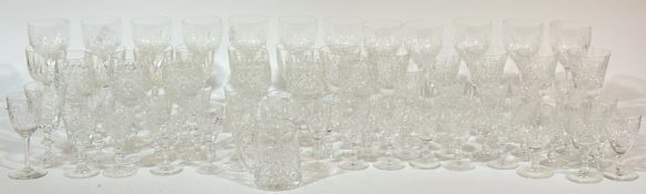 A large collection of various glassware comprising, six Edinburgh Crystal Lomond cut wine glasses (