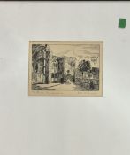 Ethel B.Davidson, "The Pends Dunfermline" signed and titled in pencil, etching, framed. (8.5cmx12.
