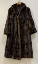 A Vintage ladies full length mink fur coat, retailed by Marshall and Snelgrove of London, with