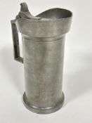 A continental pewter two litre beer serving jug with squared handle to side no signs of repairs or