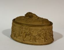 A 19thc Wedgwood Canewood Tureen Game Pie dish and cover with Hare mounted to top with mounted grape
