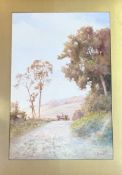 J.Aitken (1870-1935), country Road horse and cart to background, watercolour, signed bottom right in