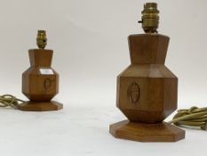 Alan 'Acornman' Grainger of Brandsby, a pair of Yorkshire oak table lamps of faceted octagonal form.