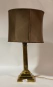 A cast gilt brass table lamp of Corinthian column form, H57cm