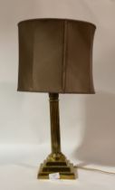 A cast gilt brass table lamp of Corinthian column form, H57cm