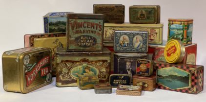 A collection of vintage confectionary tins, to include 'Vincents Harving full cream coffee' '