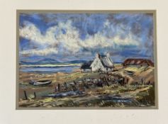 A.D.Mattick, Scottish seascape view with house to background, pastel on paper, signed bottom left,