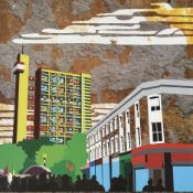Signed indistinctly, Trellick Towers - Carnival, digital art, signed, titled and dated 2010 top left