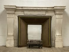 An early 20th century fire place, the white painted, shell carved and bolection moulded surround