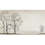 Nicholas Grant, Gloomy field scene, watercolour, signed bottom left in a gilt frame. (22cmx41cm)