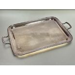 A large Epns rectangular two handled drinks tray inscribed with letter S  L x 51cm W x 38 shows