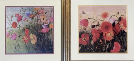 A pair of Shirley Novak (American 1948-) , Study of poppies prints, both in a gilt frame. (29cmx30cm