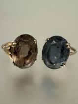 A 9ct gold dress ring set oval cut cairngorm in four claw setting, table shows signs of wear M/N and