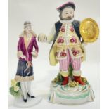 A Chelsea style porcelain figure of William Shakespeare (h- 22cm), together with an Art Deco style