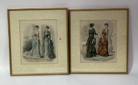 A pair of French 19thc coloured fashion plates, by  E. Cheffer, plate no. 578 and 586, each one