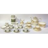 A John Ridgway "Argyle" pattern part tea service comprising, three tea cups, three saucers, a teapot