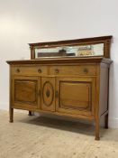 An Edwardian Neoclassical revival mahogany sideboard, the raised back with dentil cornice over a
