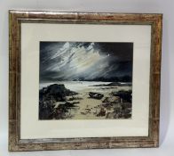 Wendy A Portway, Beached on Gigha, acrylic, framed, unsigned, artist label verso. (24cmx29cm)