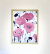 Unknown Artist, Study of Poppies print, signed bottom right in a gilt frame. (25cmx18cm)