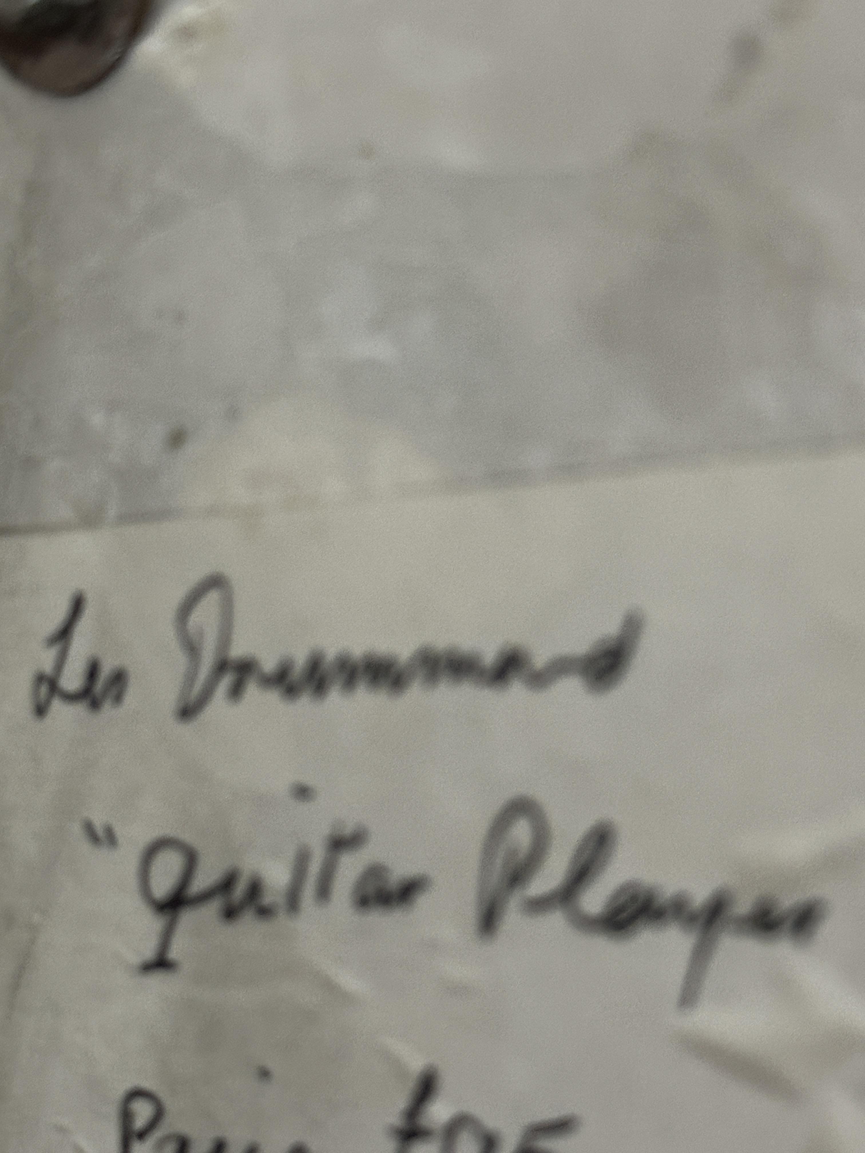 Les Drummond, Quiet Player, forged steelwork sculpture mounted on marble plinth, paper label verso H - Image 3 of 3