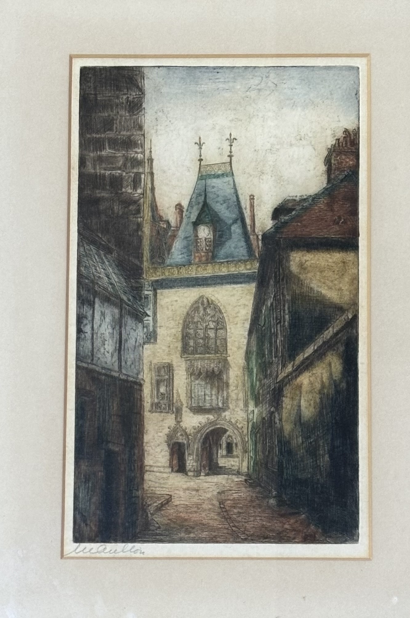 Margaret Aulton (19thc/20thc), Palais De Jacques Coeur, coloured etching, signed pencil bottom left,
