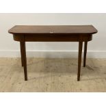 A George III mahogany console table, the rectangular top with rounded corners above a plain frieze