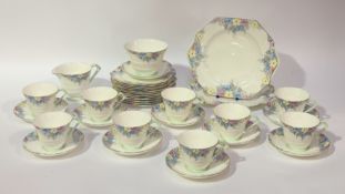 A Royal Paragon, Art Deco 1920's/'30s decorated with wallflower pattern part tea service comprising,