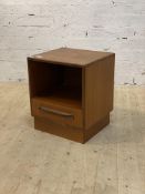 G-plan, a mid century 'Fresco' range teak bedside table, fitted with a drawer and open shelf. H54cm,