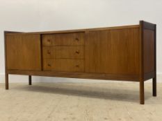 Vanson, a mid century teak sideboard, circa 1960's, the 3/4 galleried top above three drawers to