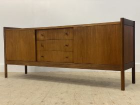 Vanson, a mid century teak sideboard, circa 1960's, the 3/4 galleried top above three drawers to