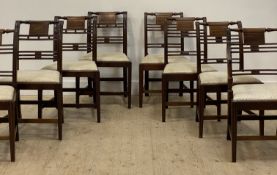 A near set of eight (7+1) Scottish George III mahogany dining chairs, each with turned crest rail