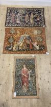 A modern wall hanging tapestry after the 16th century 'the Lady and the Unicorn' (100cm x 72cm)