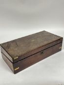 A 19thc mahogany box desk with brass mounted corners and plain unfitted interior a/f H x 14cm L x