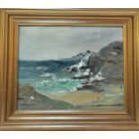William Fergusson, Clabach Beach, Isle of Coll, acrylic on board, signed bottom left in a gilt