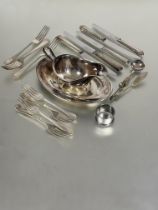 A collection of Epns to include a sauce boat and stand, part set of bead pattern flatware and a