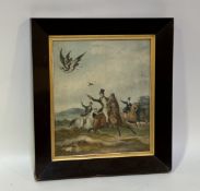 R.G.Reeve after F.C Turner, Hawking, coloured print, in a wooden frame. (signs of foxing and crease)
